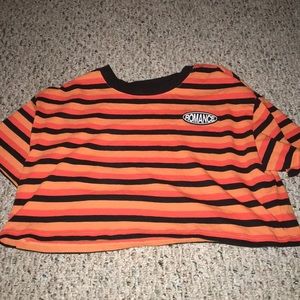 orange striped crop top